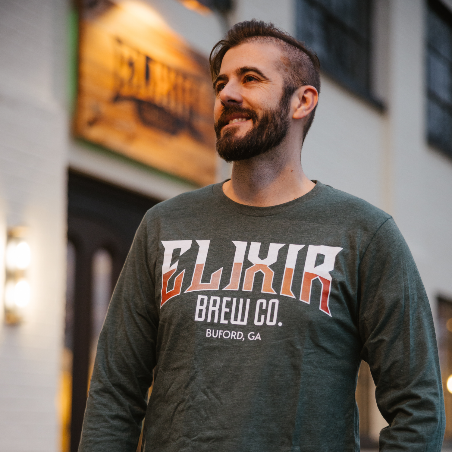 Elixir Brew Co Buford Heather Green Long Sleeve