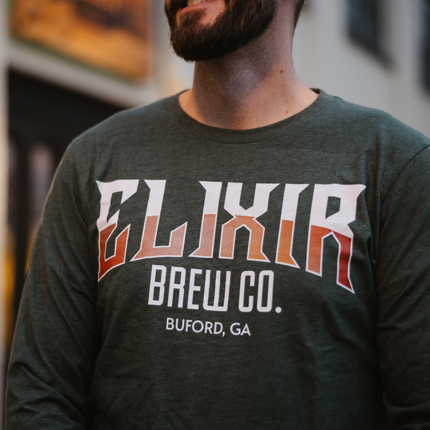 Elixir Brew Co Buford Heather Green Long Sleeve