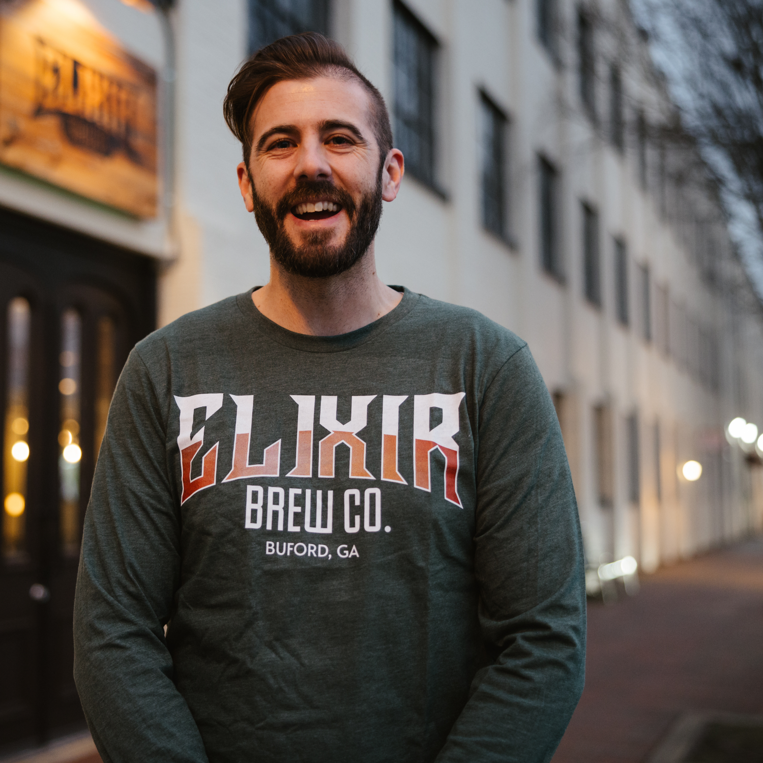 Elixir Brew Co Buford Heather Green Long Sleeve