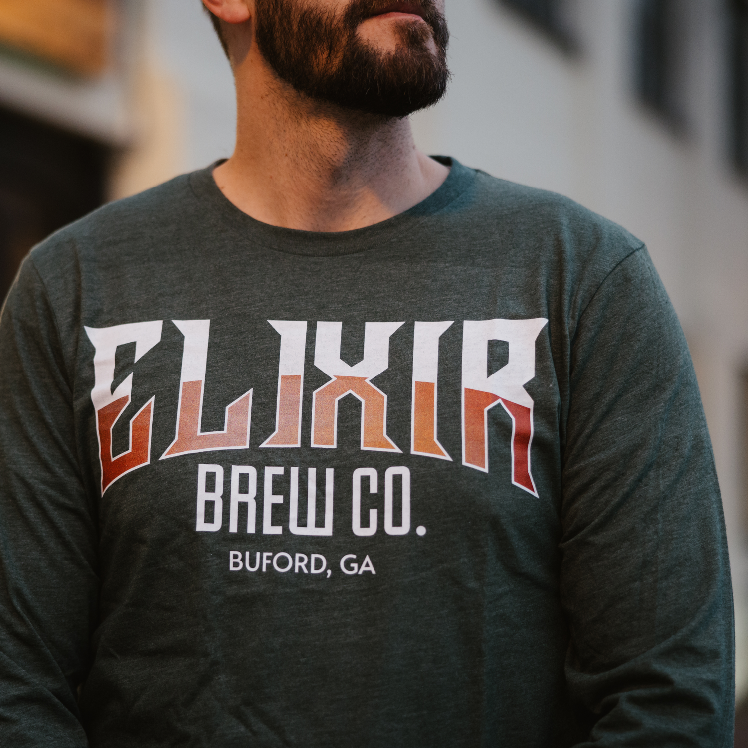 Elixir Brew Co Buford Heather Green Long Sleeve
