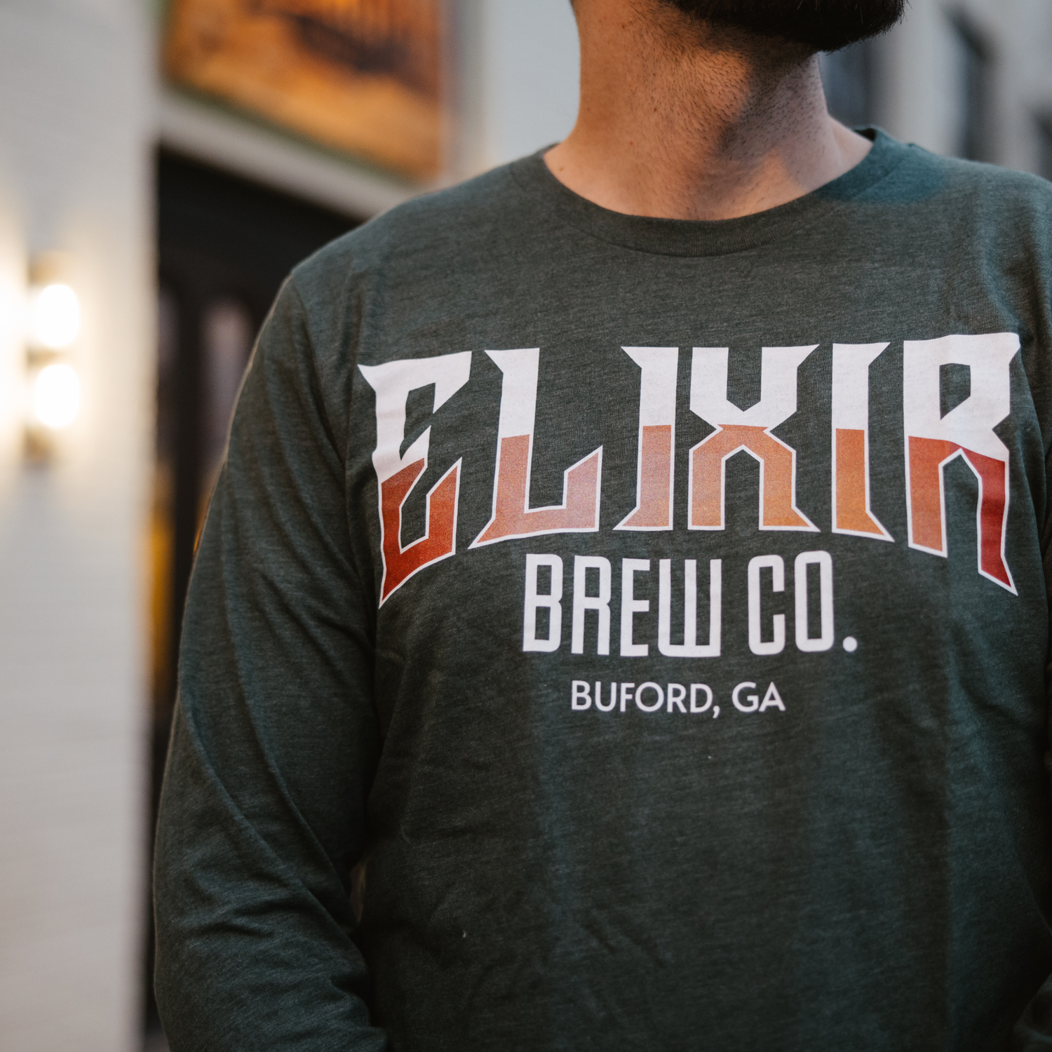 Elixir Brew Co Buford Heather Green Long Sleeve