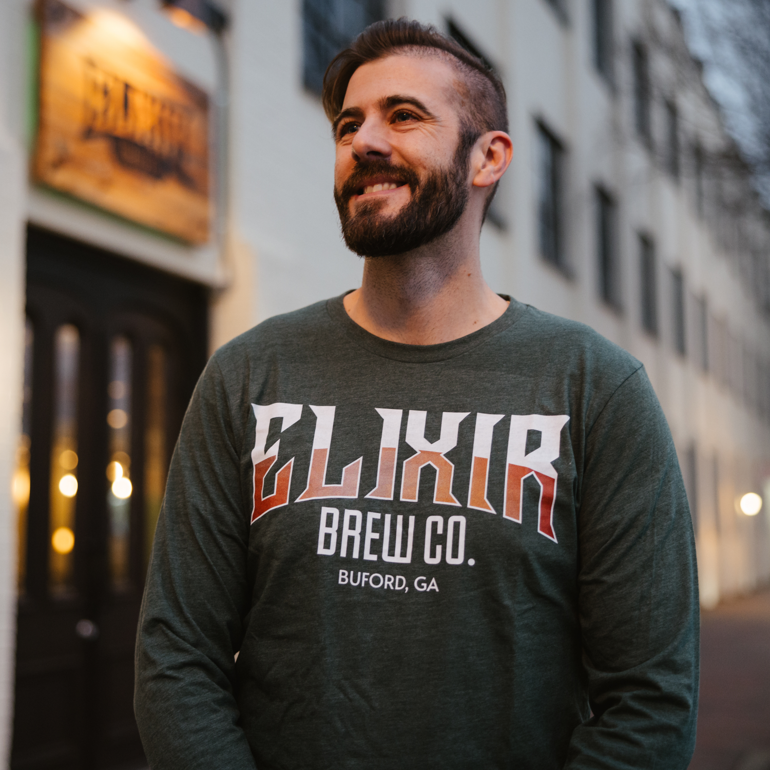 Elixir Brew Co Buford Heather Green Long Sleeve